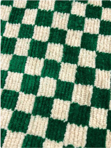 Green And white checkered rug, Moroccan Berber Checkered rug