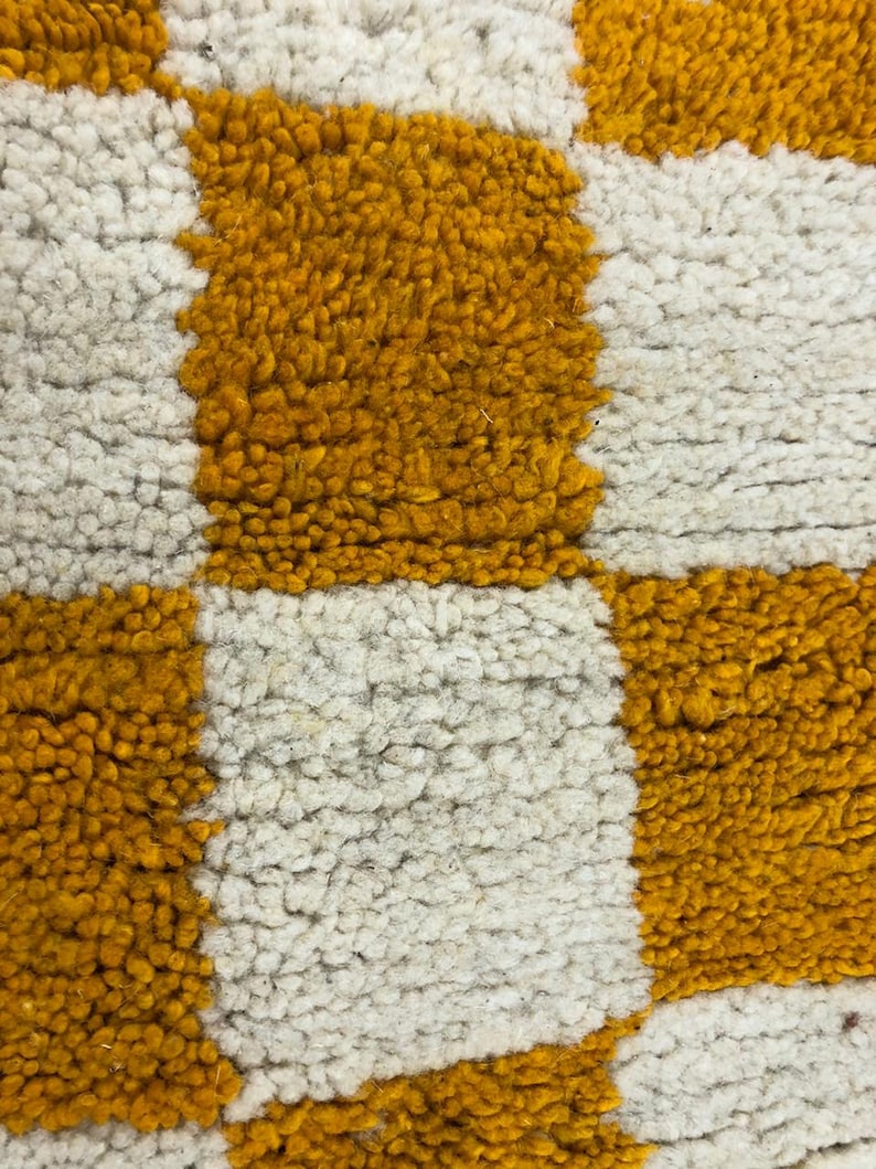 Orange checkered rug! wool checkerboard rugs.